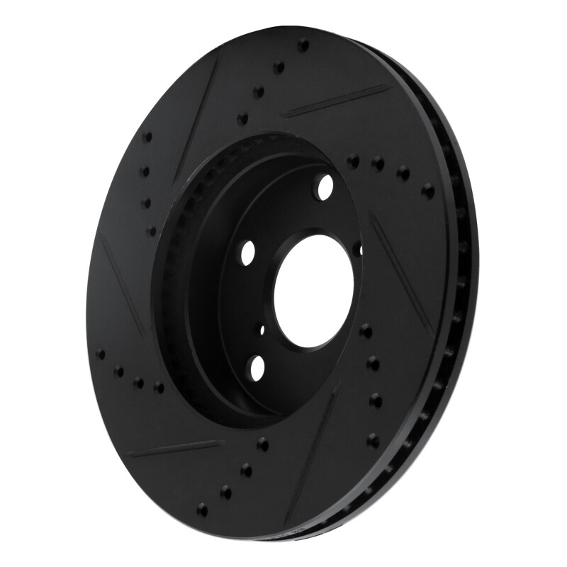 Toyota RAV4 Brake Rotor (1) - Front Right - R1 Concepts - Drilled & Slotted - Black - `01-`05